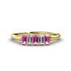 1 - Noura 5x3 mm Emerald Cut Pink Sapphire and Lab Grown Diamond 5 Stone Wedding Band 