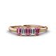 1 - Noura 5x3 mm Emerald Cut Pink Tourmaline and Lab Grown Diamond 5 Stone Wedding Band 