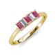 3 - Noura 5x3 mm Emerald Cut Rhodolite Garnet and Lab Grown Diamond 5 Stone Wedding Band 