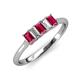 3 - Noura 5x3 mm Emerald Cut Ruby and Lab Grown Diamond 5 Stone Wedding Band 