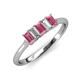 3 - Noura 5x3 mm Emerald Cut Rhodolite Garnet and Lab Grown Diamond 5 Stone Wedding Band 