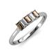 3 - Noura 5x3 mm Emerald Cut Smoky Quartz and Lab Grown Diamond 5 Stone Wedding Band 