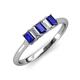3 - Noura 5x3 mm Emerald Cut Blue Sapphire and Lab Grown Diamond 5 Stone Wedding Band 