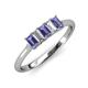 3 - Noura 5x3 mm Emerald Cut Iolite and Lab Grown Diamond 5 Stone Wedding Band 
