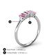 4 - Noura 5x3 mm Emerald Cut Pink Sapphire and Lab Grown Diamond 5 Stone Wedding Band 