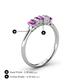 4 - Noura 5x3 mm Emerald Cut Amethyst and Lab Grown Diamond 5 Stone Wedding Band 