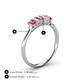 4 - Noura 5x3 mm Emerald Cut Pink Tourmaline and Lab Grown Diamond 5 Stone Wedding Band 