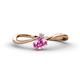 1 - Lucie Bold Oval Cut Pink Sapphire and Round Diamond 2 Stone Promise Ring 