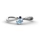 1 - Lucie Bold Oval Cut Aquamarine and Round Blue Sapphire 2 Stone Promise Ring 