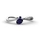 1 - Lucie Bold Oval Cut and Round Blue Sapphire 2 Stone Promise Ring 