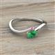 2 - Lucie Bold Oval Cut Emerald and Round Pink Sapphire 2 Stone Promise Ring 