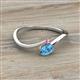 2 - Lucie Bold Oval Cut Blue Topaz and Round Pink Sapphire 2 Stone Promise Ring 