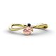1 - Lucie Bold Oval Cut Morganite and Round Blue Sapphire 2 Stone Promise Ring 