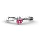 1 - Lucie Bold Oval Cut Pink Tourmaline and Round White Sapphire 2 Stone Promise Ring 
