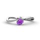 1 - Lucie Bold Oval Cut Amethyst and Round White Sapphire 2 Stone Promise Ring 