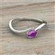 2 - Lucie Bold Oval Cut Amethyst and Round White Sapphire 2 Stone Promise Ring 