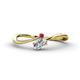 1 - Lucie Bold Oval Cut Diamond and Round Ruby 2 Stone Promise Ring 