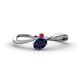 1 - Lucie Bold Oval Cut Blue Sapphire and Round Ruby 2 Stone Promise Ring 