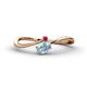 1 - Lucie Bold Oval Cut Aquamarine and Round Ruby 2 Stone Promise Ring 