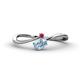 1 - Lucie Bold Oval Cut Aquamarine and Round Ruby 2 Stone Promise Ring 