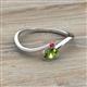 2 - Lucie Bold Oval Cut Peridot and Round Ruby 2 Stone Promise Ring 