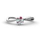1 - Lucie Bold Oval Cut Lab Grown Diamond and Round Ruby 2 Stone Promise Ring 