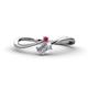 1 - Lucie Bold Oval Cut White Sapphire and Round Ruby 2 Stone Promise Ring 