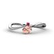 1 - Lucie Bold Oval Cut Morganite and Round Ruby 2 Stone Promise Ring 