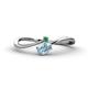 1 - Lucie Bold Oval Cut Aquamarine and Round Emerald 2 Stone Promise Ring 