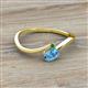 2 - Lucie Bold Oval Cut Blue Topaz and Round Emerald 2 Stone Promise Ring 