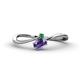 1 - Lucie Bold Oval Cut Iolite and Round Emerald 2 Stone Promise Ring 