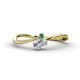 1 - Lucie Bold Oval Cut Lab Grown Diamond and Round Emerald 2 Stone Promise Ring 