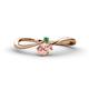 1 - Lucie Bold Oval Cut Morganite and Round Emerald 2 Stone Promise Ring 