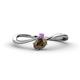 1 - Lucie Bold Oval Cut Smoky Quartz and Round Amethyst 2 Stone Promise Ring 