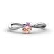 1 - Lucie Bold Oval Cut Morganite and Round Amethyst 2 Stone Promise Ring 