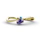1 - Lucie Bold Oval Cut Iolite and Round Blue Topaz 2 Stone Promise Ring 