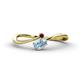 1 - Lucie Bold Oval Cut Aquamarine and Round Red Garnet 2 Stone Promise Ring 