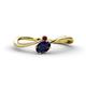1 - Lucie Bold Oval Cut Blue Sapphire and Round Red Garnet 2 Stone Promise Ring 