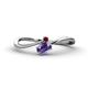 1 - Lucie Bold Oval Cut Iolite and Round Red Garnet 2 Stone Promise Ring 