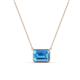 1 - Olivia 8x6 mm Emerald Cut Blue Topaz East West Solitaire Pendant Necklace 
