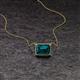 2 - Olivia 8x6 mm Emerald Cut London Blue Topaz East West Solitaire Pendant Necklace 