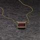 2 - Olivia 8x6 mm Emerald Cut Red Garnet East West Solitaire Pendant Necklace 