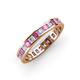 4 - Rebica 3.00 mm Princess Cut Pink Sapphire and Diamond Eternity Band 