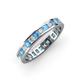4 - Rebica 3.00 mm Princess Cut Blue Topaz and Diamond Eternity Band 