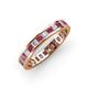 4 - Rebica 3.00 mm Princess Cut Rhodolite Garnet and Diamond Eternity Band 