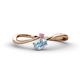 1 - Lucie Bold Oval Cut Aquamarine and Round Rhodolite Garnet 2 Stone Promise Ring 