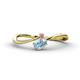 1 - Lucie Bold Oval Cut Aquamarine and Round Rhodolite Garnet 2 Stone Promise Ring 