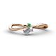 1 - Lucie Bold Oval Cut White Sapphire and Round Green Garnet 2 Stone Promise Ring 