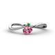 1 - Lucie Bold Oval Cut Pink Tourmaline and Round Green Garnet 2 Stone Promise Ring 
