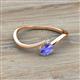 2 - Lucie Bold Oval Cut Tanzanite and Round Aquamarine 2 Stone Promise Ring 